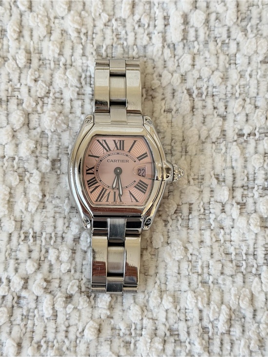 Cartier Accessories - Cartier Roadster Small Model Stainless Steel Watch - Pink Dial (Ref. 2675)